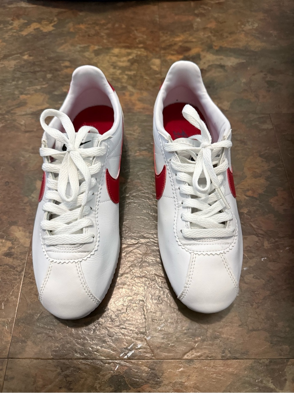 Nike Women's White Sneakers with Red Swoosh